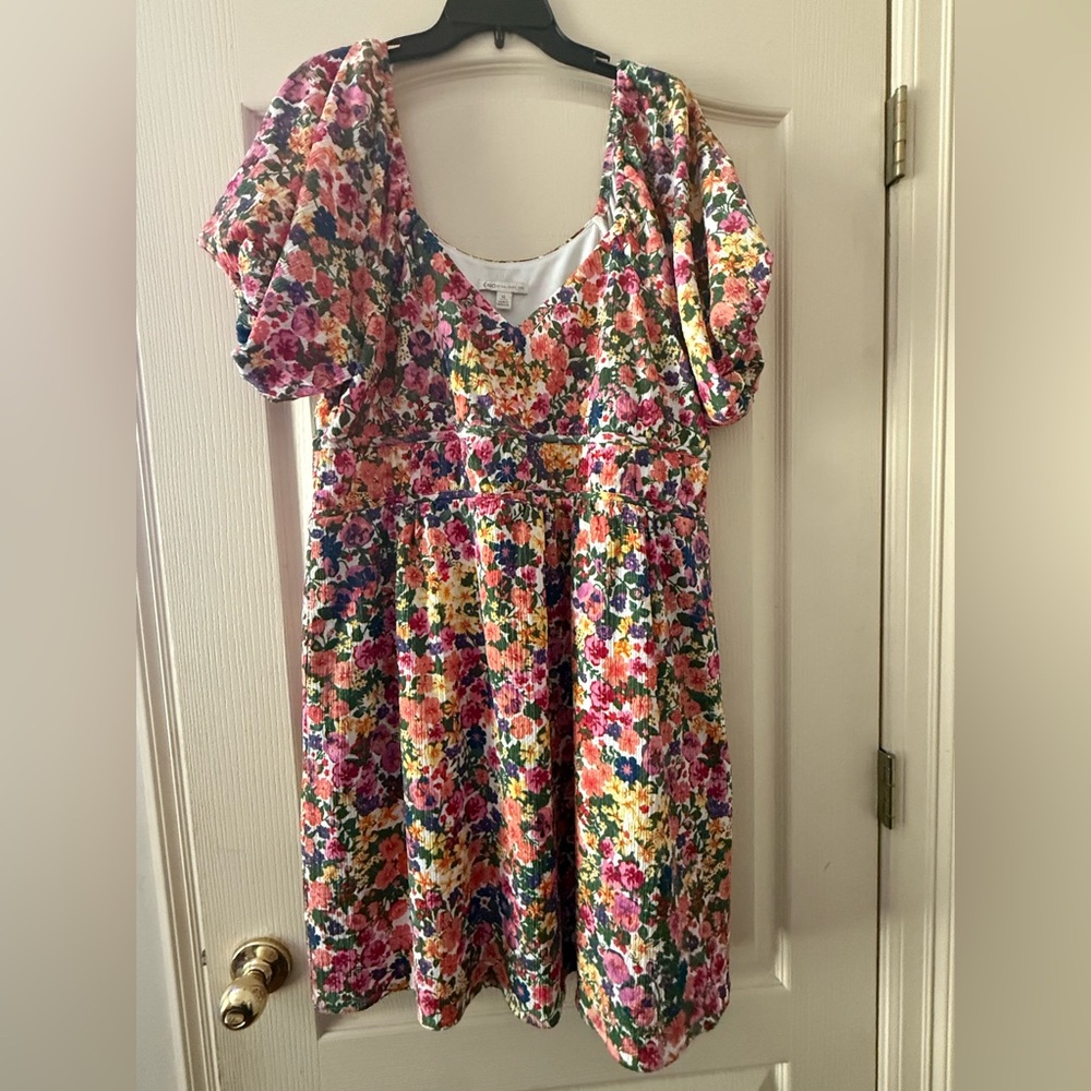 Cato Puff Sleeve Floral Smocked Dress | Size XL | Multicolor